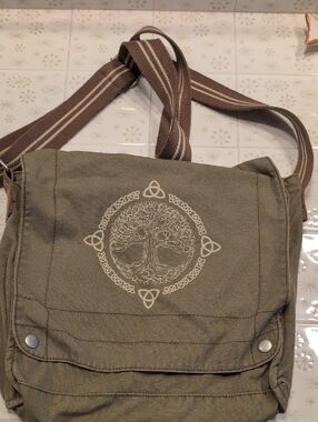 District Threads Olive Green Canvas Crossbody Bag with Interior Pocket